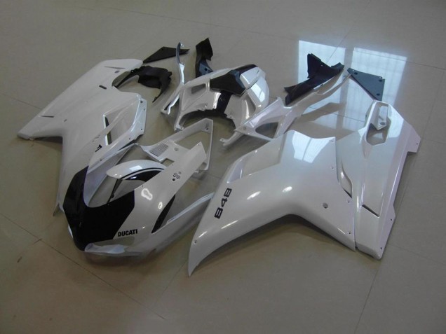 Carenados Moto Ducati 848 1098 1198 07-14 - Blanco Perla Negro Raya