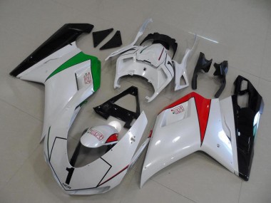 Carenados Moto Ducati 848 1098 1198 07-14 - Blanco Perla con Italy Flag