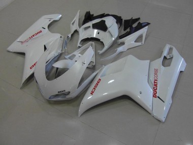 Carenados Moto Ducati 848 1098 1198 07-14 - Blanco Perla con Rojo Calcomanías