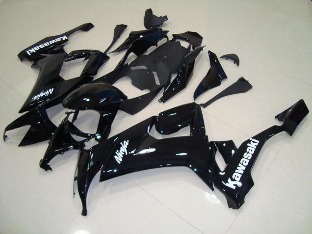 Carenados Moto ZX10R 08-10 - Brillante Negro con Blanco Pegatinas