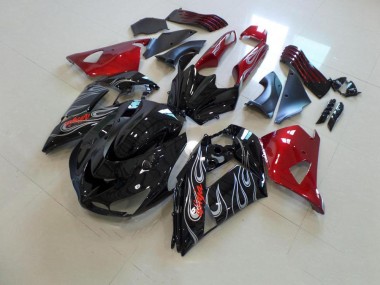 Carenados Moto ZX14R ZZR 1400 06-11 - Negro Nd Rojo Plata Llama