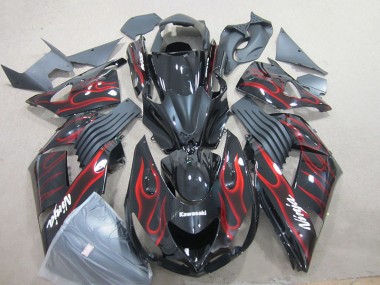 Carenados Moto ZX14R ZZR 1400 06-11 - Negro Rojo Llama Ninja