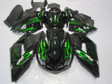 Carenados Moto ZX14R ZZR 1400 06-11 - Negro Verde Llama Ninja